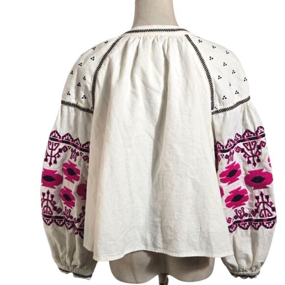 Free People Embroidered Boho White and Pink Jacket - Picture 5 of 9